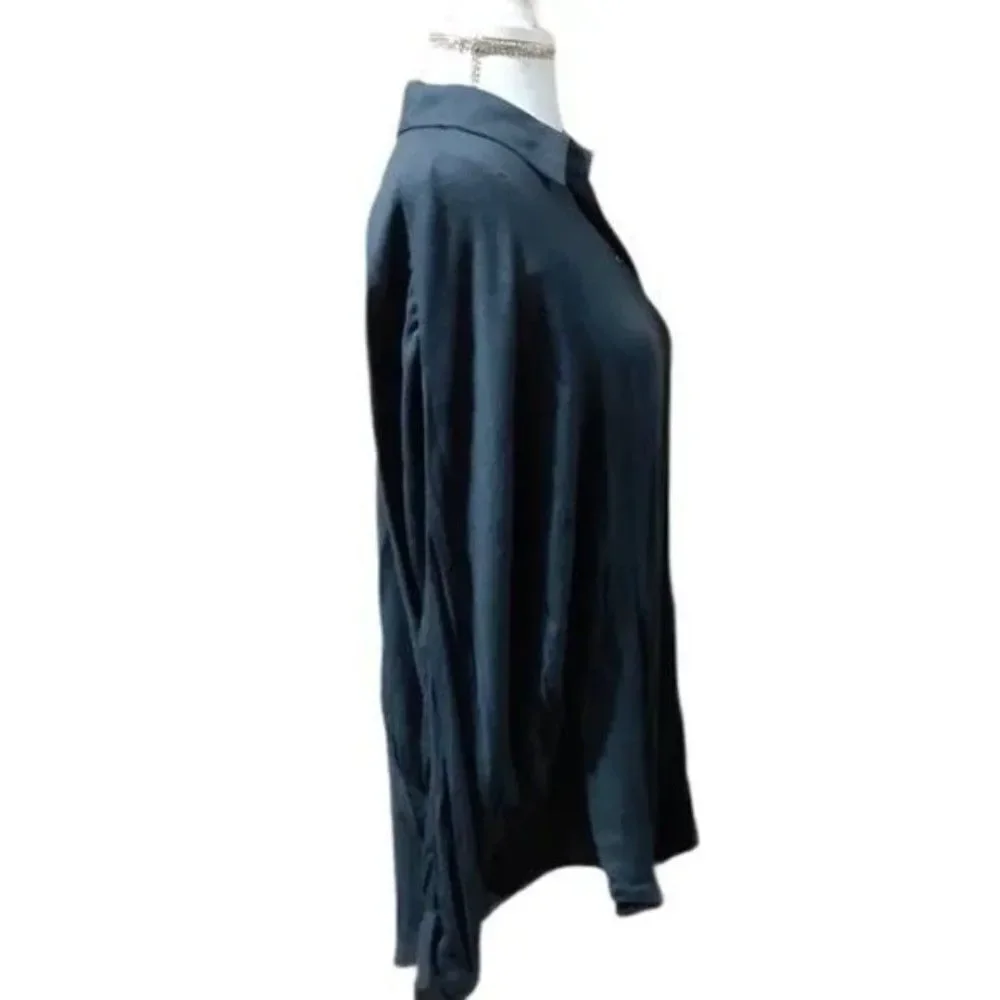 Free People True Affection Blouse Gray Long Sleeves Over Size High Low Sz Small